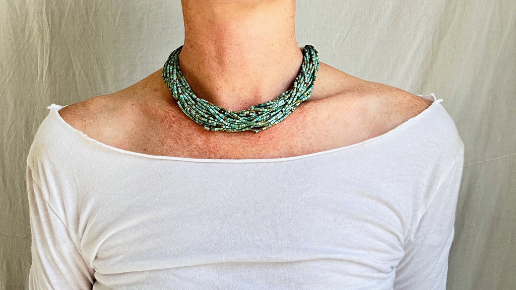 Multi-Strand Howlite Necklace. Sterling Silver. 1388