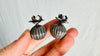 Silver Flower Barbell Earrings. Sterling Silver Handmade Jewelry from Thailand. 2529