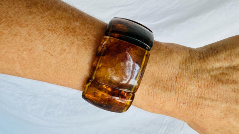 Amber Beaded Bracelet. Cuff. Mexican Amber. Chunky. Unisex 2863
