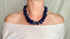 Lapis Skully Beaded Necklace. Sterling Silver. 1196