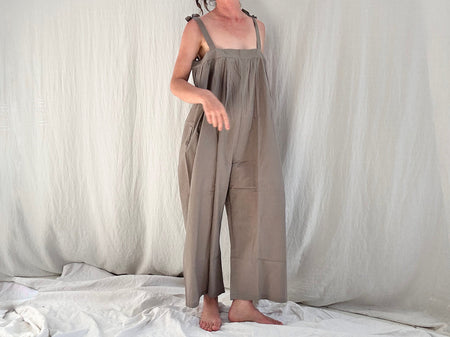 Gray Cotton Overalls. Cotton. One Size