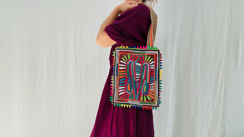 Rabari Hand-Embroidered Shoulder Bag. Applique. 4330