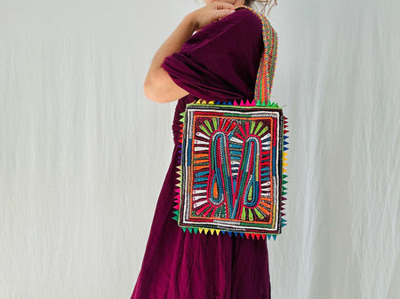 Rabari Hand-Embroidered Shoulder Bag. Applique. 4330