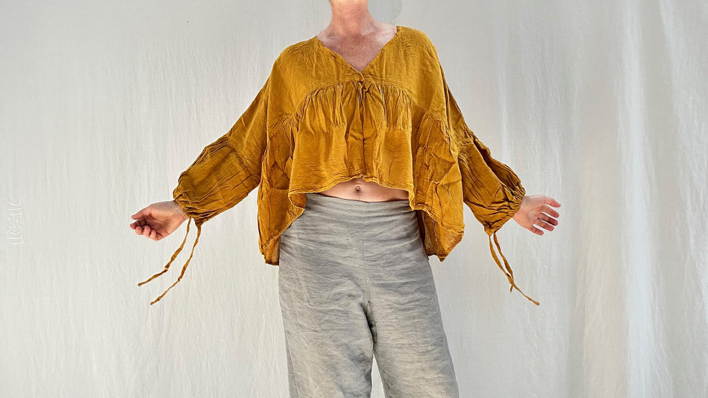 Mexican Gauze Blouse. Mustard. One Size