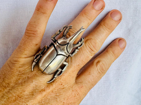 Hmong Silver Beetle Ring. Adjustable. 2830