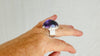 Oversized Faceted Amethyst Ring | Handmade Adjustable Sterling Silver | Unique Gemstone Jewelry. 4022