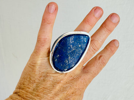 Lapis Lazuli Silver Ring. Adjustable Size. Sterling Silver. 4282