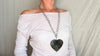 Huge Labradorite Heart Pendant Necklace. Chunky Silver Chain. Sterling Silver. 2288