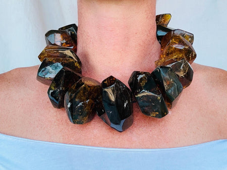 Huge Graduated Amber Necklace. Faceted. Mexican Amber. Dramatic and Gorgeous!