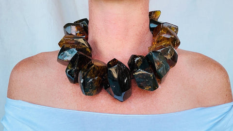 Huge Graduated Amber Necklace. Faceted. Mexican Amber. Dramatic and Gorgeous!