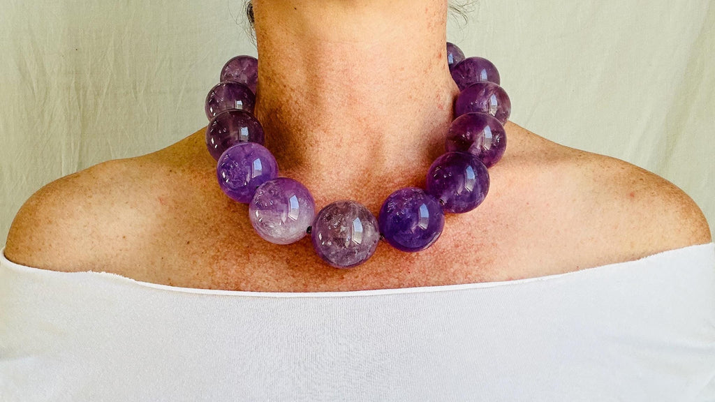 Amethyst Necklace. Sterling Silver. Handmade Designer Jewelry. February Birthstone.