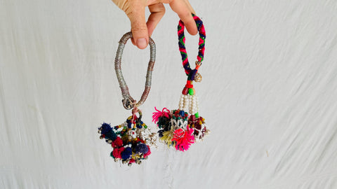 Pair Vintage Banjara Bracelets. Beaded Tassel Accessories and Decor! 4274