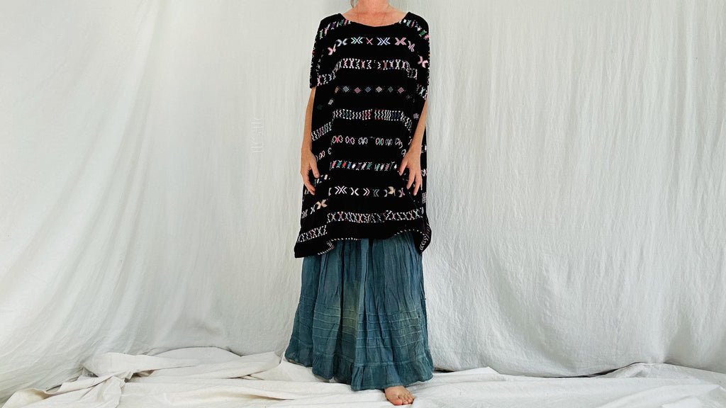 Vintage Guatemala Huipil Dress. Colotenango. Hand Embroidered and Hand Woven. 4319