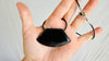 Obsidian Adze Pendant Necklace. Leather & Sterling Silver. 2552