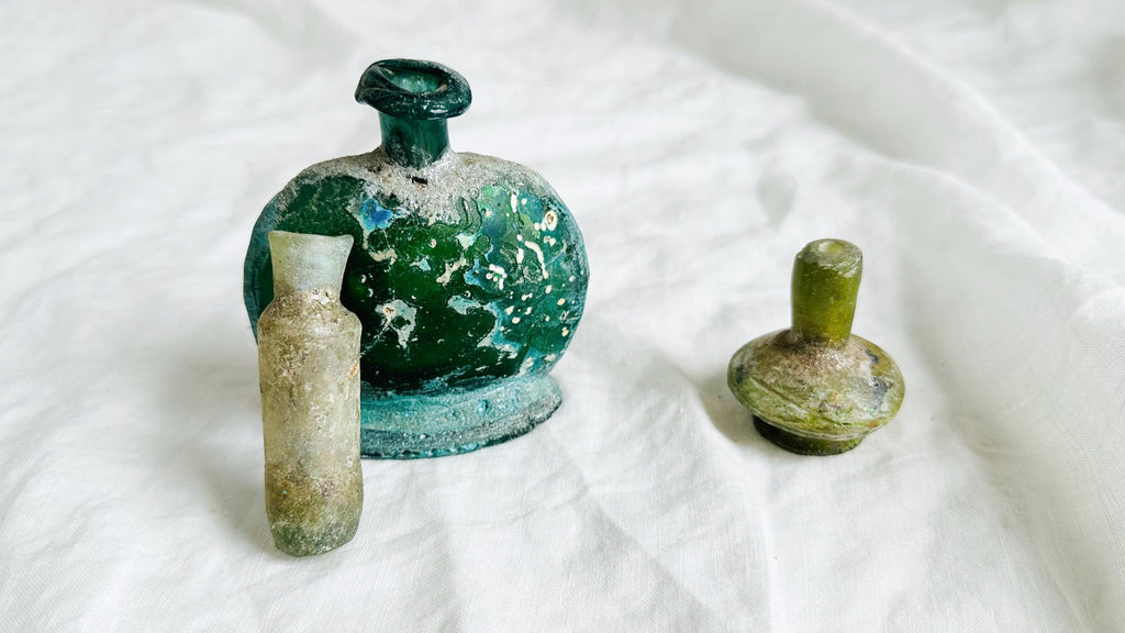 Trio of Ancient Roman Glass Bottles. Unguetarium! 0902