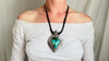 Turquoise Pendant Necklace. Adjustable Length. Sterling Silver. Nepal. 1043