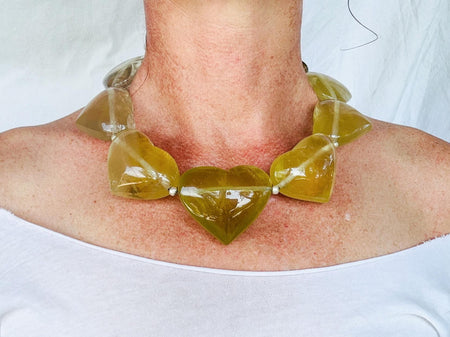 Citrine Heart Necklace. Maximalist Designer Jewelry. Handcrafted with Sterling Silver.