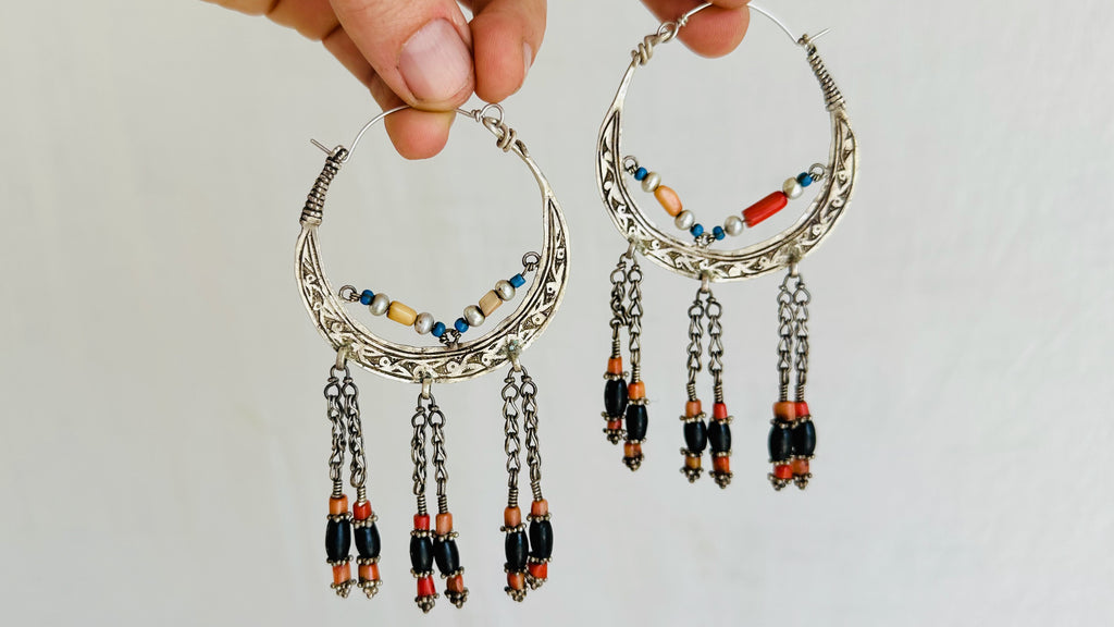 Vintage Uzbek Bukhara Silver Earrings. 1153. Rare!