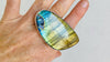 Labradorite Two Finger Ring. Adjustable. Gorgeous Flash. 0372