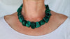 Malachite Beaded Necklace. Chunky Natural Malachite. Handmade Designer Jewelry. 2866