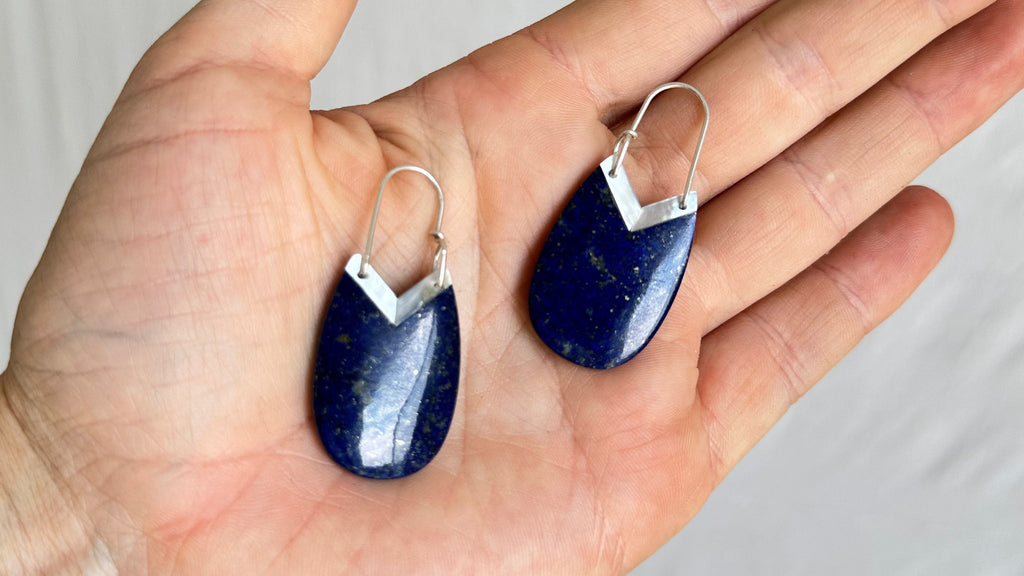 Lapis Lazuli & Sterling Silver Drop Earrings. 2049