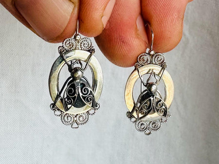Oaxacan Insect Filigree Earrings. Sterling Silver. Bees. Mexico. Frida Kahlo. 2825