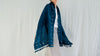 Indigo Shibori Silk & Wool Scarf and Shawl. Mirrorwork. Handwoven, Hand Dyed.