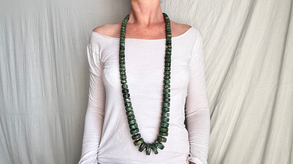 Mayan Guatemalita Jade Heishi Necklace. Guatemalan.