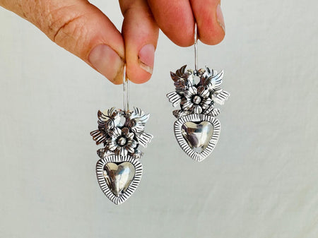 Taxco Love Bird Earrings. Sterling Silver. Mexico. Frida Kahlo. 4197