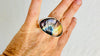 Oversized Labradorite Ring. Adjustable Sterling Silver Shank. Handmade Designer Jewelry. 4017