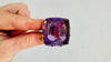 Oversized Faceted Amethyst Cocktail Ring | Handmade Adjustable Sterling Silver | Unique Gemstone Jewelry.