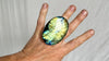 Oversized Labradorite Ring. Gorgeous Green. Adjustable. 1122