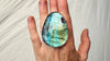 Oversized Labradorite Ring. Gorgeous Blue-Green. Adjustable. 1139