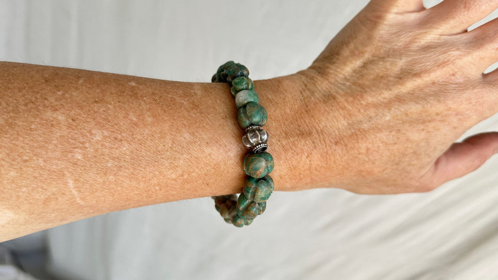 Guatemalita Beaded Bracelet. Sterling Silver. 2183