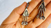 Mexican Hand Earrings. Sterling Silver. Hand Cast Jewelry from Oaxaca, Mexico. HA2
