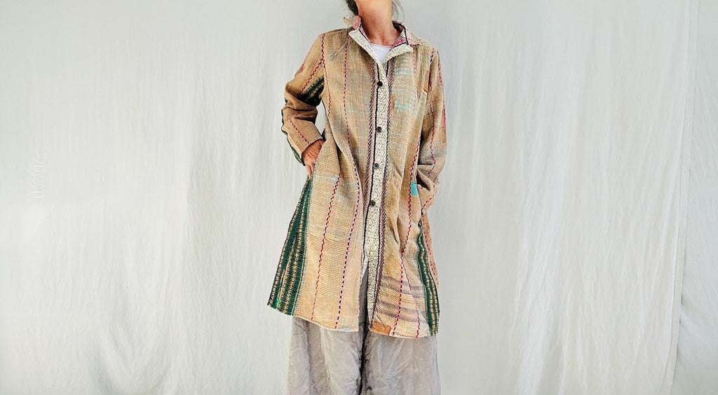 Vintage Kantha Coat. All Cotton from India. 4258