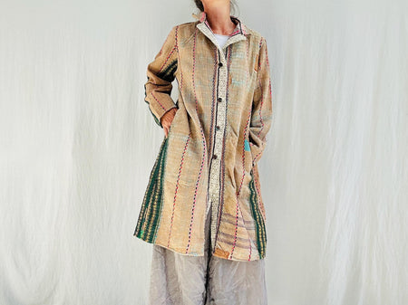 Vintage Kantha Coat. All Cotton from India. 4258