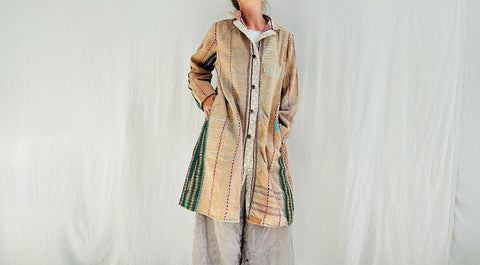 Vintage Kantha Coat. All Cotton from India. 4258