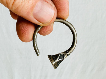 Antique Tuareg Tizabaten Silver Hoop Earring Earweight Tribal Tsabit. 0804