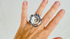 Taxco Silver Flower Ring. Adjustable Sterling Silver Handmade Designer Jewelry. 4222