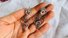 Heart Earrings. Oaxacan Filigree with Coral. Sterling Silver. Mexico. 0402