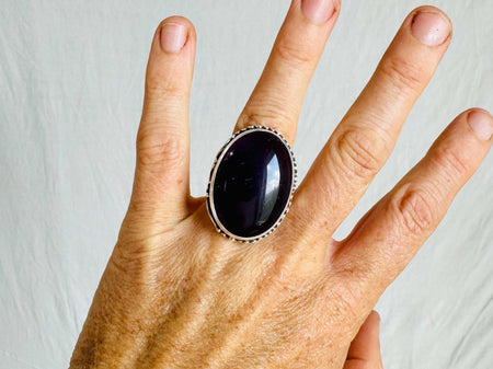 Amethyst Botanicals Ring. Size 7. Stupendously Crafted Sterling Silver. 4137