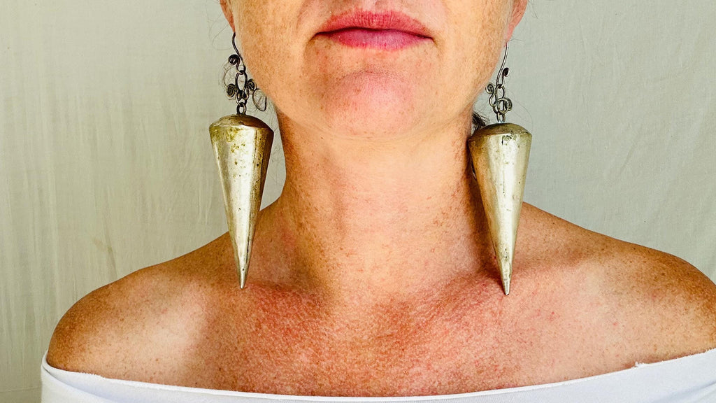 Hmong Tribal Earrings. Super Spikey Jewelry. 4277