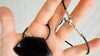Obsidian Adze Pendant Necklace. Leather & Sterling Silver. 2552