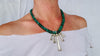 Malachite & Squash Blossom Necklace. Sterling Silver and Natural Malachite. Handmade Designer Jewelry. 4406