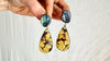 Amber & Paua Earrings with Sterling Silver. 0604