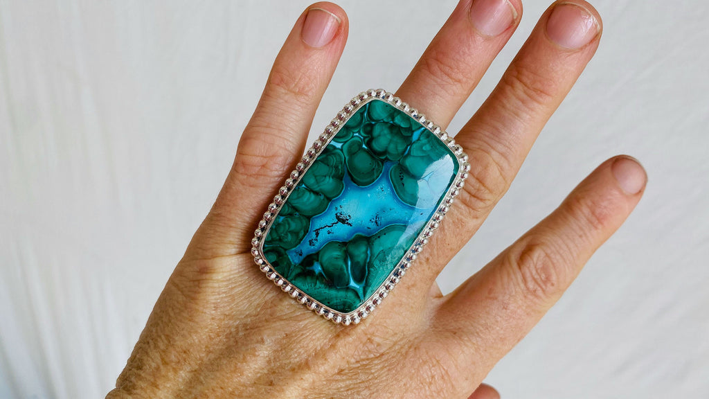 Azurite Malachite Oversized Ring. Gorgeous. Size 7. 0369