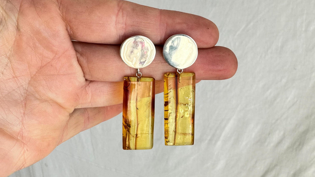 Amber & Silver Earrings. Handmade Sterling Silver Jewelry. 1107