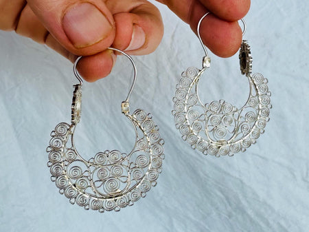 Vintage Filigree Earrings. Arracadas. Mexico. Frida Kahlo. AP-462