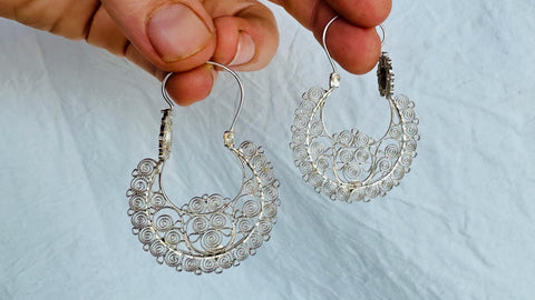 Vintage Filigree Earrings. Arracadas. Mexico. Frida Kahlo. AP-462